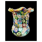 MURANO STYLE MILLEFIORI ART GLASS TOOTHPICK HOLDER
