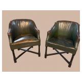 2 ANTIQUE BASE BARREL BACK CHAIRS