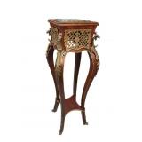 FRENCH BRONZE ADORNED MARBLE TOP PEDESTAL