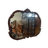 LARGE ORNATE SOLID MAHOGANY FRENCH MIRROR
