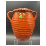 REDWARE DOUBLE HANDLE POTTERY CROCK