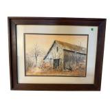 R BLAKE WELLS BARN SCENE WATERCOLOR