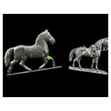 2 PC LOT CAST IRON & ALUMINUM HORSE DECORATIONS