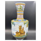 LARGE PAINT DECORATED PORCELAIN VASE