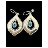 DESIGNER OR PAZ STERLING BLUE TOPAZ EARRINGS;