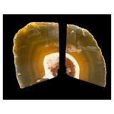 PR OF AMBER AGATE STONE BOOKENDS