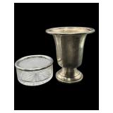 STERLING SILVER WEIGHTED TOOTHPICK HOLDER & SALT