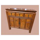 ANTIQUE PAINT DECORATED ORIENTAL SERVER