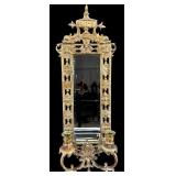 ORNATE 2 LIGHT BRASS MIRRORED SCONCE