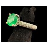 14K WHITE ORIANNE EMERALD & DIAMOND RING