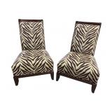 2 SCHNADIG ZEBRA PATTERN CHERRY HIGH BACK CHAIRS
