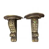 2 LARGE RESIN ACANTHUS LEAF CORBEL SCONCE SHELVES