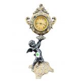 CAST IRON AND BRASS FIGURAL ANTIQUE CLOCK