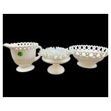 3 PC LOT OF ANTIQUE MILK GLASS
