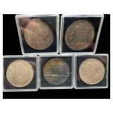 5  1921 MORGAN SILVER DOLLARS