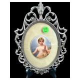 ANTIQUE ITALIAN HAND PAINTED PORCELAIN PORTRAIT