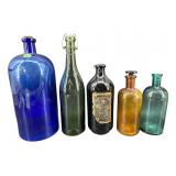 LOT OF 5 ANTIQUE MEDICINE BOTTLES