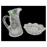 2 PC LOT BRILLIANT CUT CRYSTAL SERVING BOWL AND