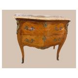 FRENCH MARBLE TOP BRONZE ADORNED COMMODE