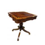 MAHOGANY PAINT DECORATED QUALITY PEDESTAL TABLE