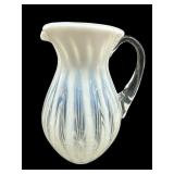 ART GLASS HAND BLOWN WHITE OPALESCENT STRIPED