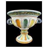 HAND PAINTED ITALIAN 2 HANDLE CERAMIC URN