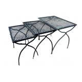 SET OF 3 STACKING WROUGHT IRON TABLES