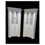 2 PAINT DECORATED MATCHING CORNER CABINETS