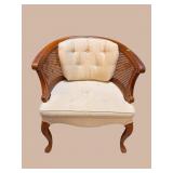 CHERRY CANED BARREL BACK QUEEN ANNE CHAIR
