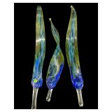 SET OF 3 MEXICAN HAND BLOWN MULTICOLOR GLASS