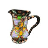 ARTISAN MADE SIGNED POTTERY MULTICOLOR PITCHER