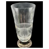LARGE CRYSTAL VASE WITH STERLING SILVER BASE
