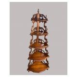 WALNUT VICTORIAN CORNER WHAT NOT SHELF