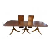 SOLID MAHOGANY TRIPLE PEDESTAL BANQUET TABLE