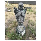 CONCRETE PRAYING ANGEL ON STAND