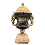 LARGE DECORATOR ORNATE 2 HANDLE URN WITH LID