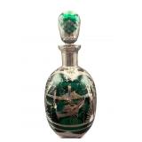 VENETIAN EMERALD GREEN GLASS LIQUOR DECANTER WITH