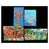 4 PC LOT STUDIO ARTIST CANVAS PAINTINGS