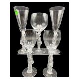 SET OF 5 BAYEL BACCHAUS FROSTED FIGURAL STEMS