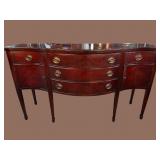DREXEL MAHOGANY BOW FRONT HEPPLEWHITE SIDEBOARD