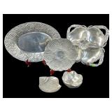 5 PC LOT DECORATIVE PEWTER SERVING TRAYS