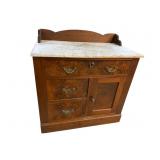 WALNUT VICTORIAN MARBLE TOP WASHSTAND