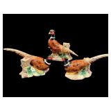 3 FITZ AND FLOYD PHEASANT CERAMIC CANDLEHOLDERS