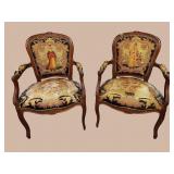 2 19TH CENTURY FRENCH OPEN ARM CHAIRS