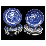 12 PC LOT OF BLUE WILLOW SAUCERS