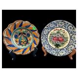2 PC LOT HAND PAINTED ITALIAN WALL PLATES