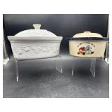 2 PORCELAIN CASSEROLE COVERED DISHES
