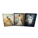 LOT OF 3 WOMEN PORTRAIT PRINT ON BOARD