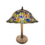 PEACOCK LEADED GLASS TIFFANY STYLE LAMP