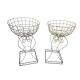 2 LARGE WIRE IRON PLANT STANDS